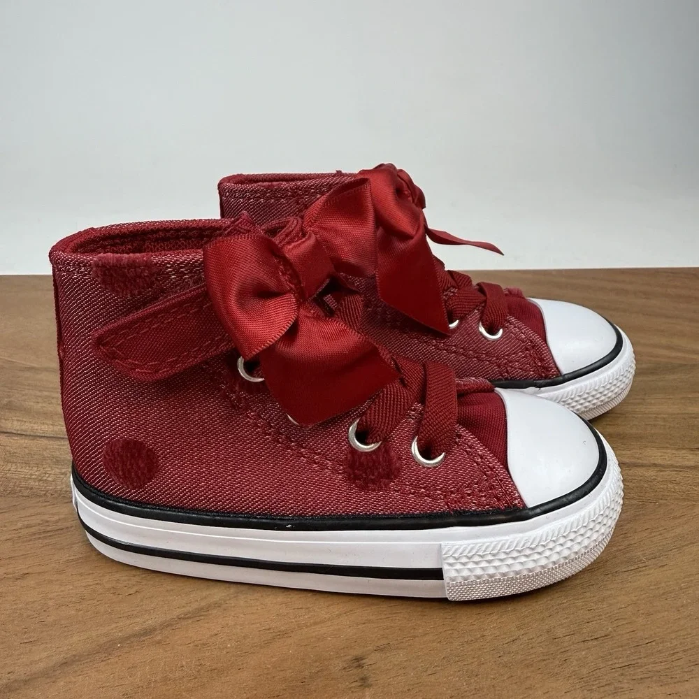 New Little Kids Converse Chuck Taylor All Star 1V High Top Bow Sneakers Size 5 C
